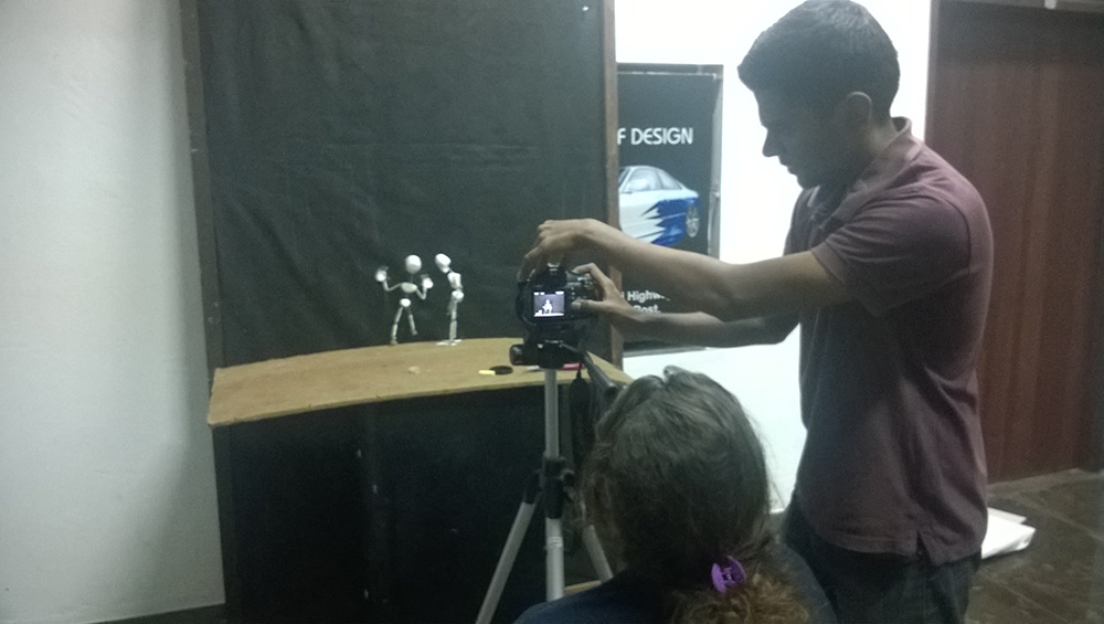 Students build wireframe armatures and shoot action tests.