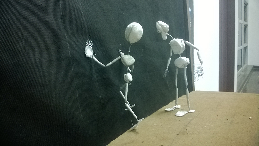 Students build wireframe armatures and shoot action tests.