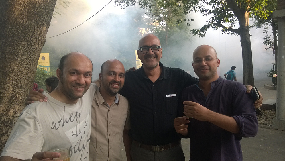 Chai at the main gate with shiny headed friends!